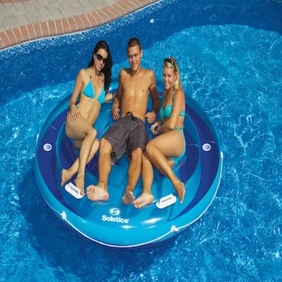 84" Solstice Inflatable Round Jumbo Island Swimming Pool Raft Lounger {3}