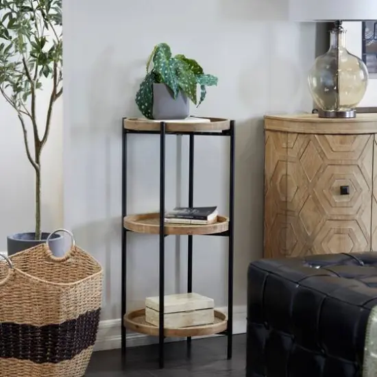 Brown Metal 3 Shelves Shelving Unit 16" x 16" x 34" {7}