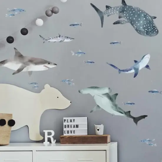 RoomMates Sharks Peel & Stick Wall Decals {4}