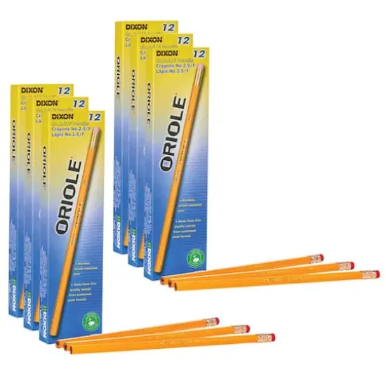 Oriole&reg; #2.5 Medium Yellow Unsharpened Pencils, 6 Packs of 12 {1}
