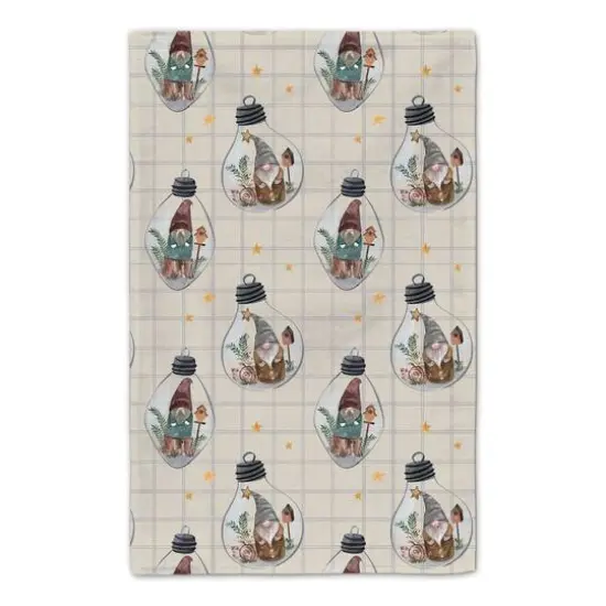 Welcome to our Cabin Cream and Gray Check Gnome Globe Pattern Tea Towel - Set of 2 {6}