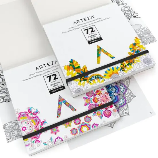 Arteza&reg; 6.4" x 6.4" Mandala & Floral Coloring Book Set {4}