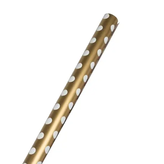 JAM Paper Polka Dot Gift Wrap Gold and White {5}