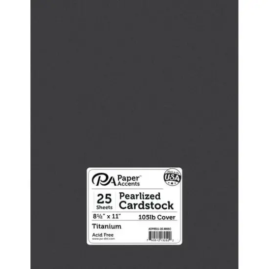 PA Paper&trade; Accents 8.5" x 11" Pearlized 105lb. Cardstock, 25 Sheets Titanium {1}