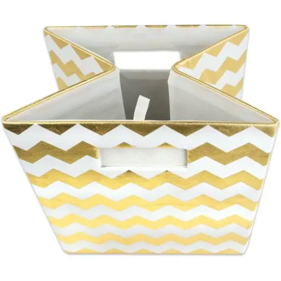 DII&reg; 11" Chevron Stripes Polyester Storage Cube Gold {6}