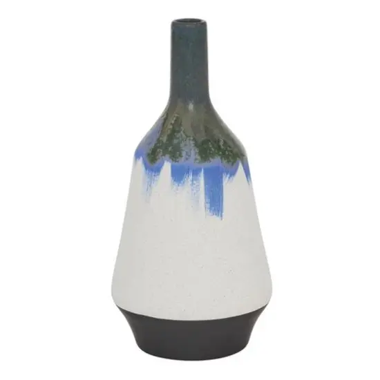 White Ceramic Contemporary Vase, 14" x 7" x 7" {1}