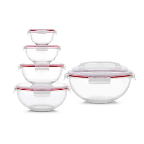 JoyJolt&reg; Red Glass Mixing Bowls Set {1}