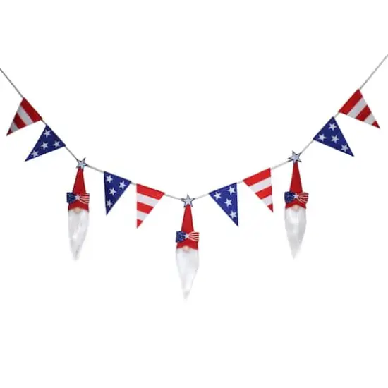 6ft. Patriotic Flags & Red Gnomes Garland {1}