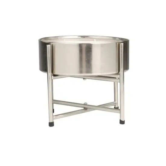 55oz. Sweet Bamboo Scented White 4 Wick Candle in Silver Bowl with Stand {5}