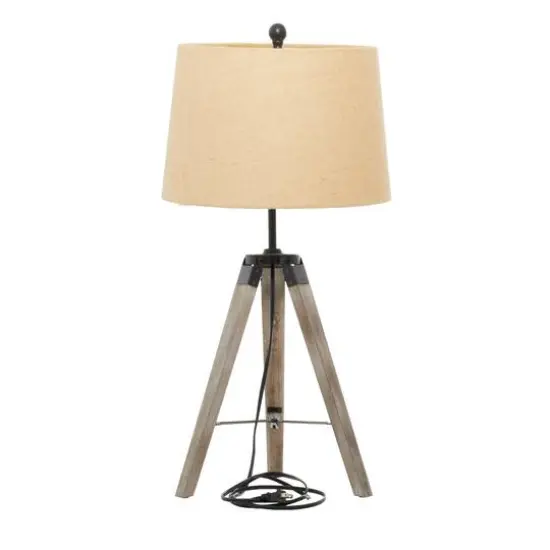 Set of 2 Brown Wood Rustic Table Lamp, 31" {8}