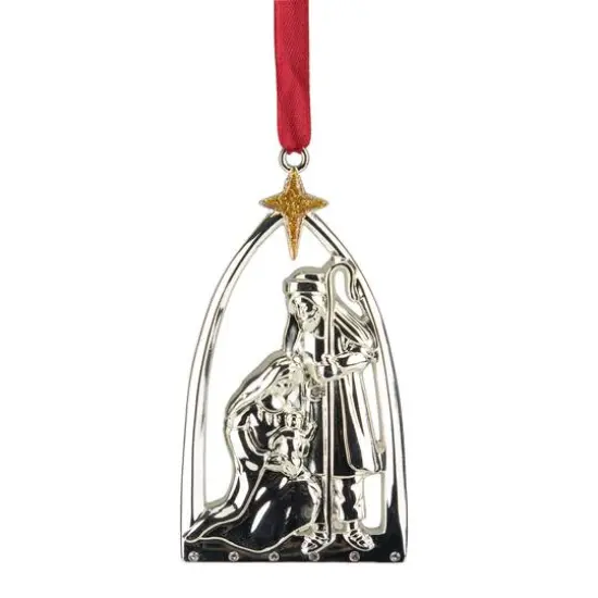 3.75" Gold & Silver Nativity Scene Ornament {6}
