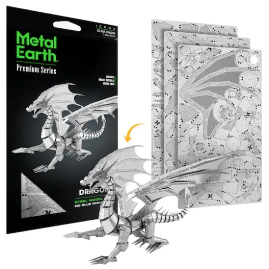 Metal Earth&reg; Silver Dragon Steel Model Kit {5}