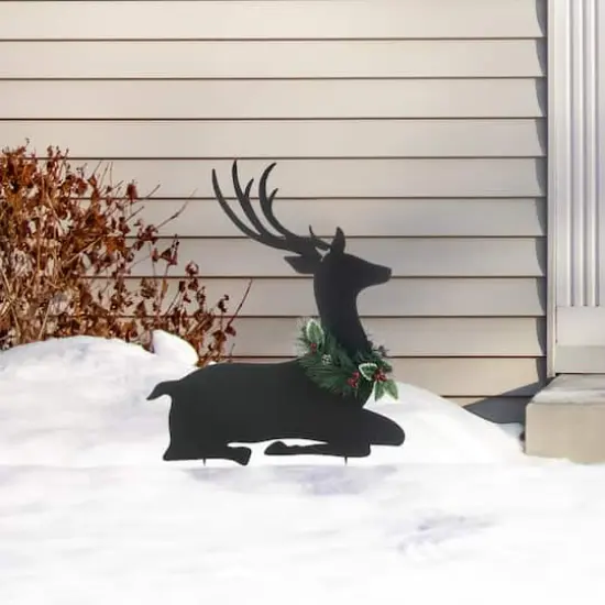 Glitzhome&reg; Metal Reindeer Silhouette Yard Stake Set {5}
