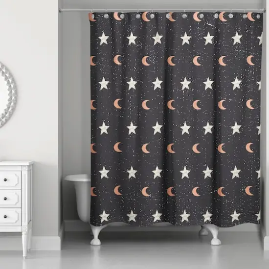 Moon & Stars Pattern Shower Curtain {3}