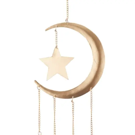 Gold Contemporary Moon and Sun Windchime, 8" x 2" x 42" {5}