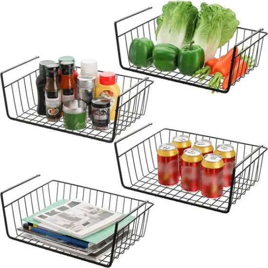NEX&trade; Black Under Shelf Wire Baskets, 4ct. {6}