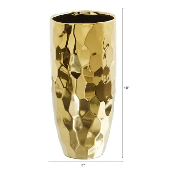 10" Designer Gold Cylinder Vase {3}