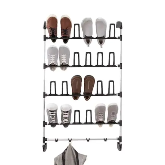 Organize It All 12 Pair Over the Door Shoe Rack With Accessory Hooks {3}