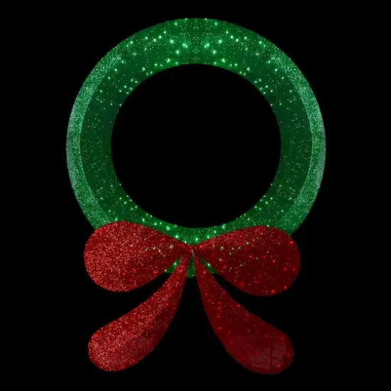 48" Micro Fairy LED Green & Red Christmas Tinsel Wreath {3}