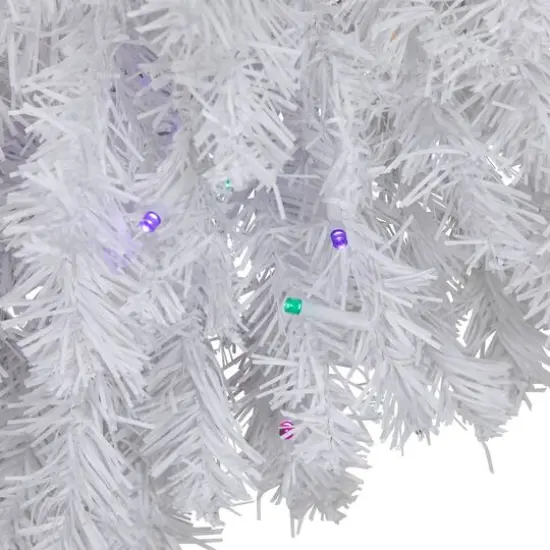 3ft. Pre-Lit White Pine Christmas Wreath, Multicolor LED Lights {5}