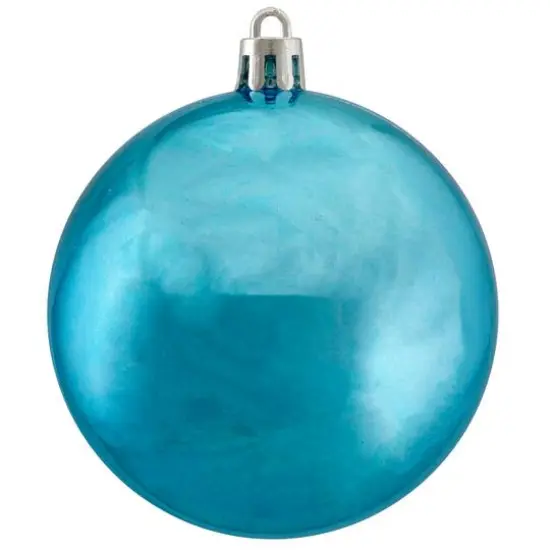 32ct. 3.5" Turquoise Blue Shatterproof Shiny Christmas Ball Ornaments {6}
