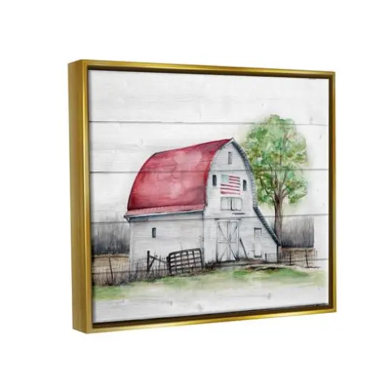 Stupell Industries Rustic Americana Barn Floater Framed Art Gold {4}