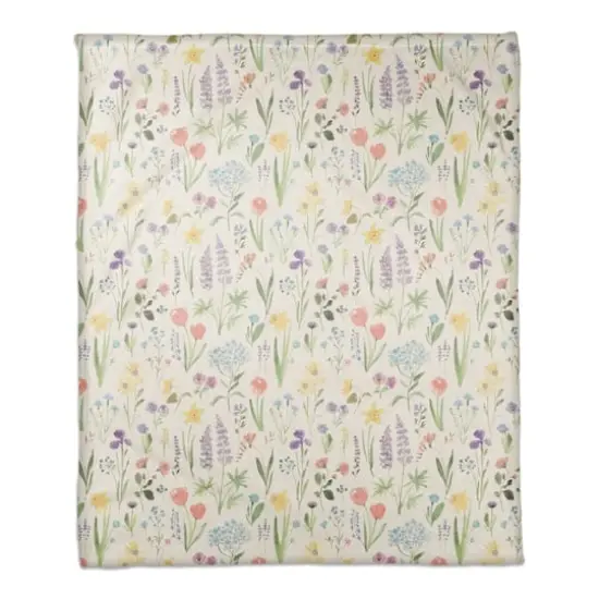 Floral Meadows Coral Fleece Blanket {1}