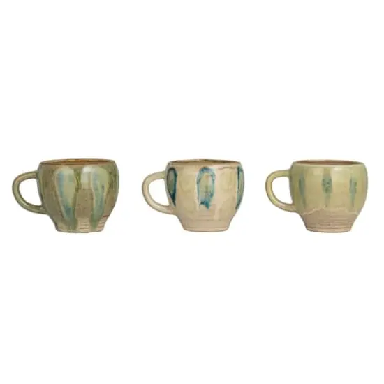 Hello Honey® 12oz. Green & Blue Geometric Stoneware Mug Set {1}