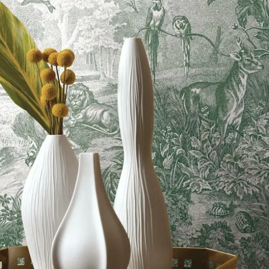 RoomMates Jungle Toile Peel & Stick Wallpaper Green/Gray {4}