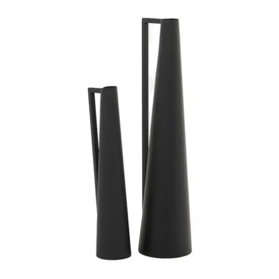 CosmoLiving by Cosmopolitan Black Metal Slim Vase with Handles Set of 2 22", 17" {1}