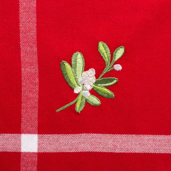 DII&reg; Red Embroidered Mistletoe Corner with Border Napkins, 6ct. {11}