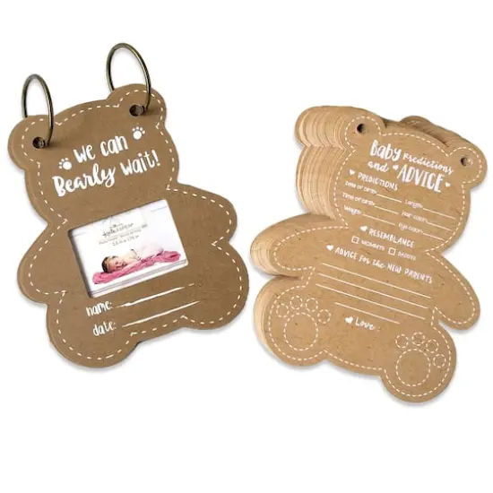 Kate Aspen&reg; Kraft Bear Shape Baby Shower Prediction Advice Card Keepsake Book Set {9}