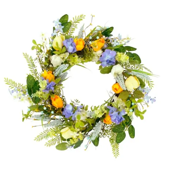 24'' Multicolor Daisy Floral Spring Wreath {1}