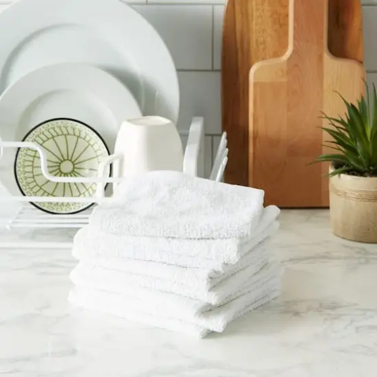 DII&reg; White Barmop Terry Dishcloths, 8ct. {5}