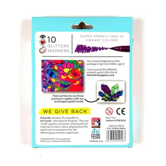 Bright Stripes iHeartArt 10 Color Glittery Marker Set {4}