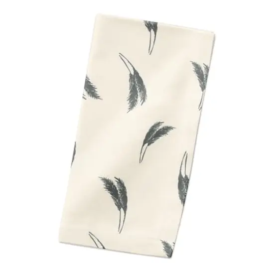 Feather Grass Cotton Twill Napkin Cream and Emerald {3}