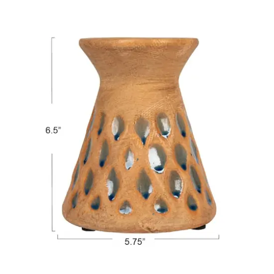 Hello Honey&reg; 6.5" Terra Cotta Debossed Candle Pillar Holder {4}