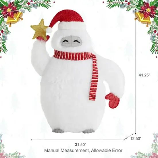 Glitzhome&reg; 42"H Lighted Christmas 3D Fabric Yeti Outdoor Decor {9}