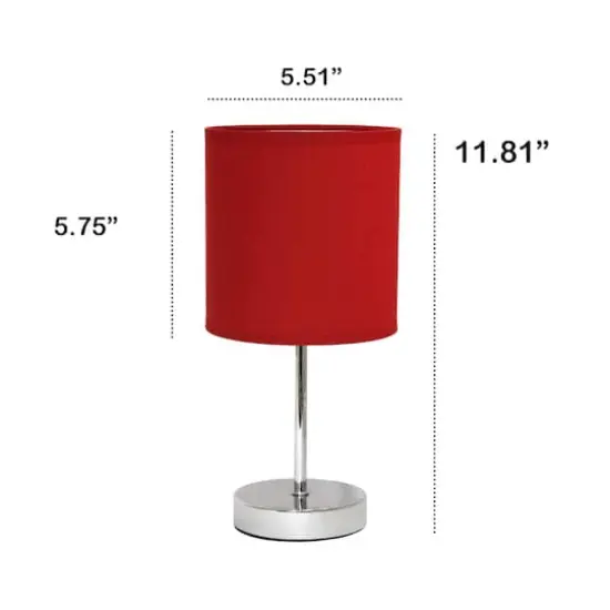 Creekwood Home Nauru 12" Brushed Nickel Petite Metal Stick Table Lamp Red {4}