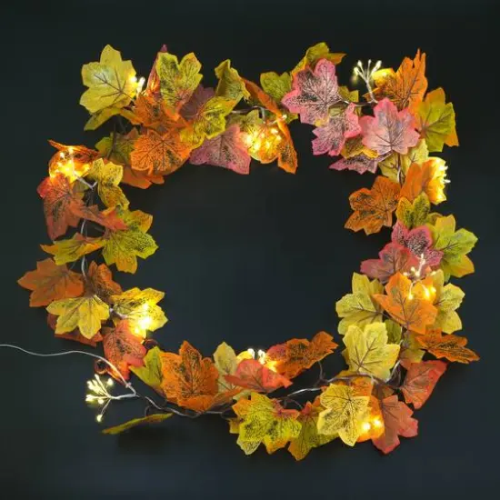 100ct. Warm White LED Maple Leaf Garland String Lights by Ashland&reg; {3}