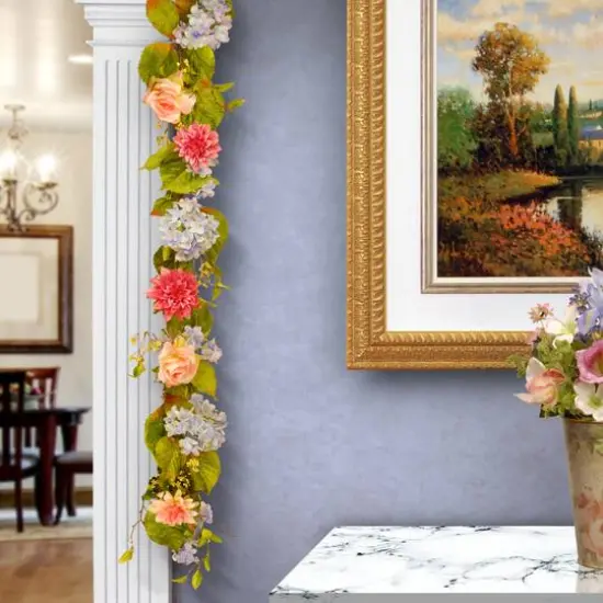 70" Hydrangea, Rose & Dahlia Garland {3}