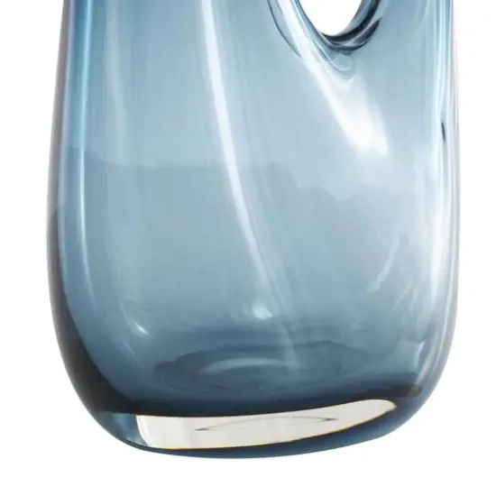 Blue Abstract Glass Vase with Cutout Handle & Elongated Opening Ombre Blue {7}