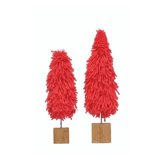 Hello Honey&reg; 9.5" Fabric Yarn Tree with Wood Block Base Hot Pink {4}