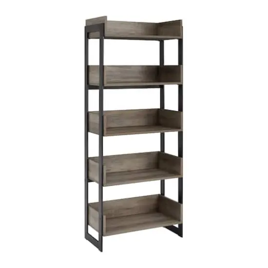 Walker Edison 64" Graywash 5-Shelf Bookshelf {1}