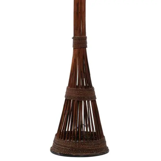 Brown Bamboo and Iron Traditional Floor Lamp, 59" x 10" x 10" {6}