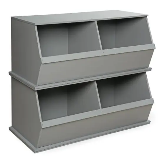 Badger Basket 2 Bin Stackable Storage Cubby Gray {6}