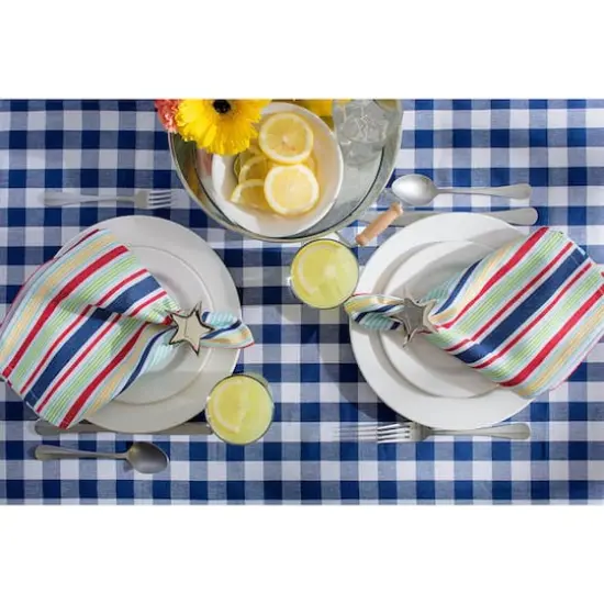 Navy/White Checkers Tablecloth 60" x 84" {5}