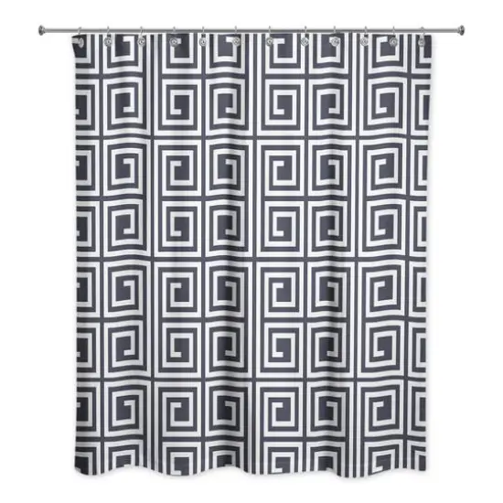 Square Maze Shower Curtain Navy {3}