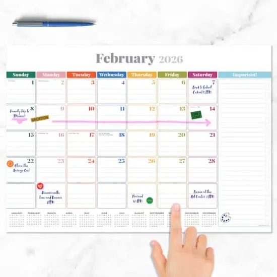 2026 Rainbow Blocks Medium Desk Pad Monthly Blotter Calendar {3}