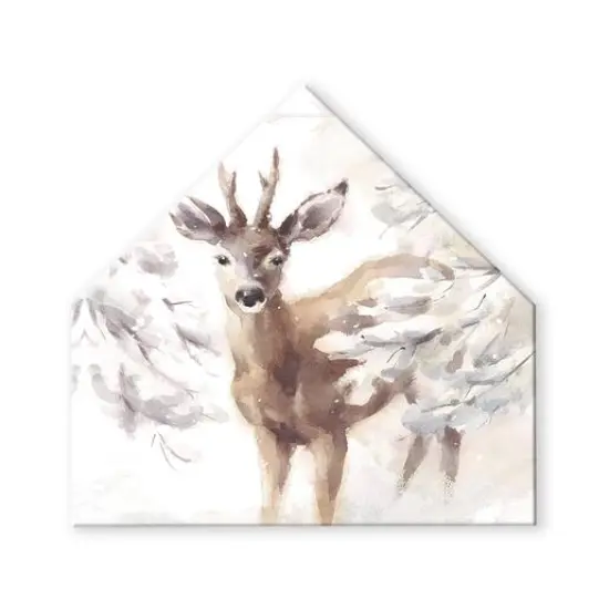 Small Deer In Snow 17x17 House Shaped Canvas {1}